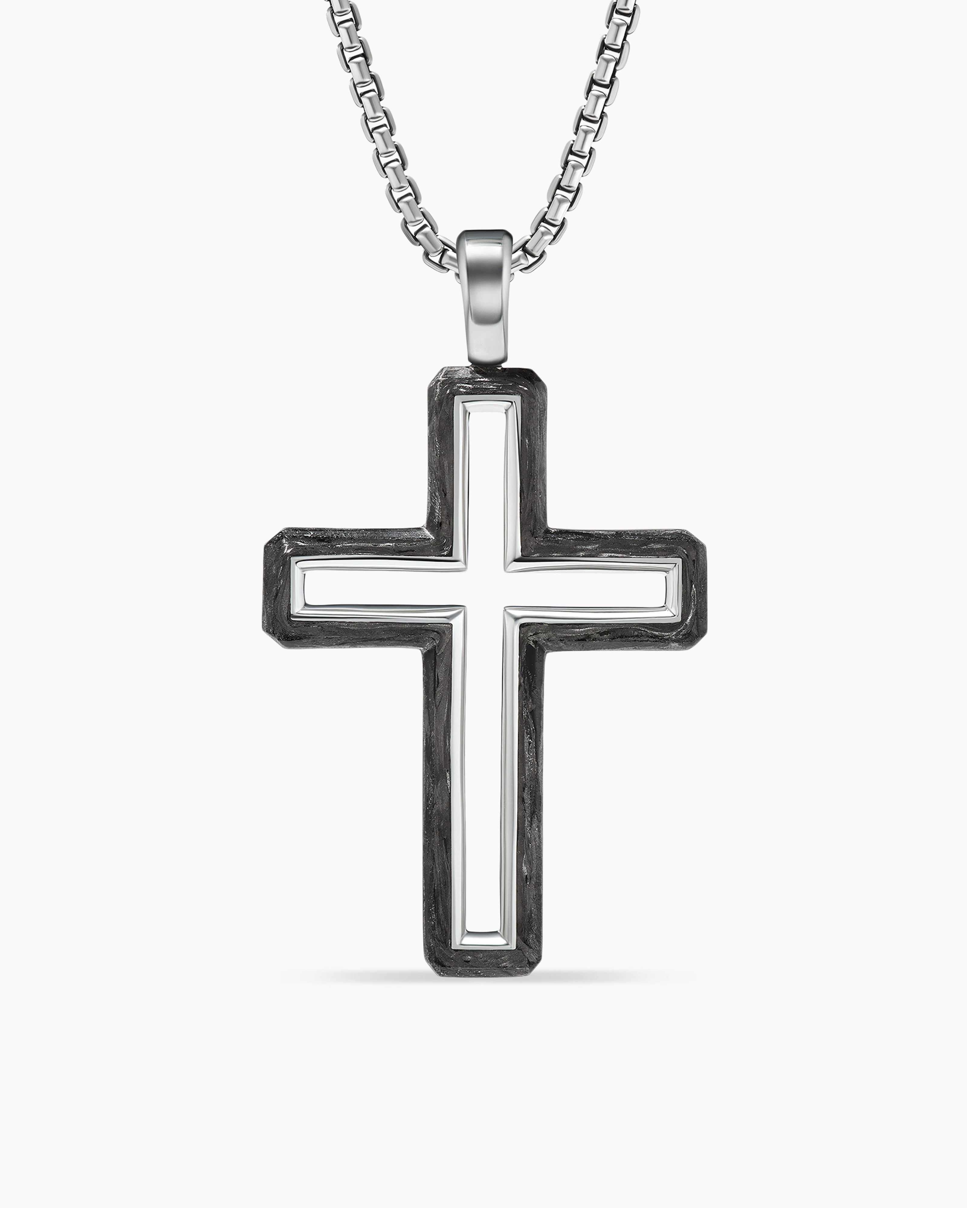 Jewelili Men's Cross Pendant Necklace Diamond Jewelry in Yellow Gold Over  Sterling Silver